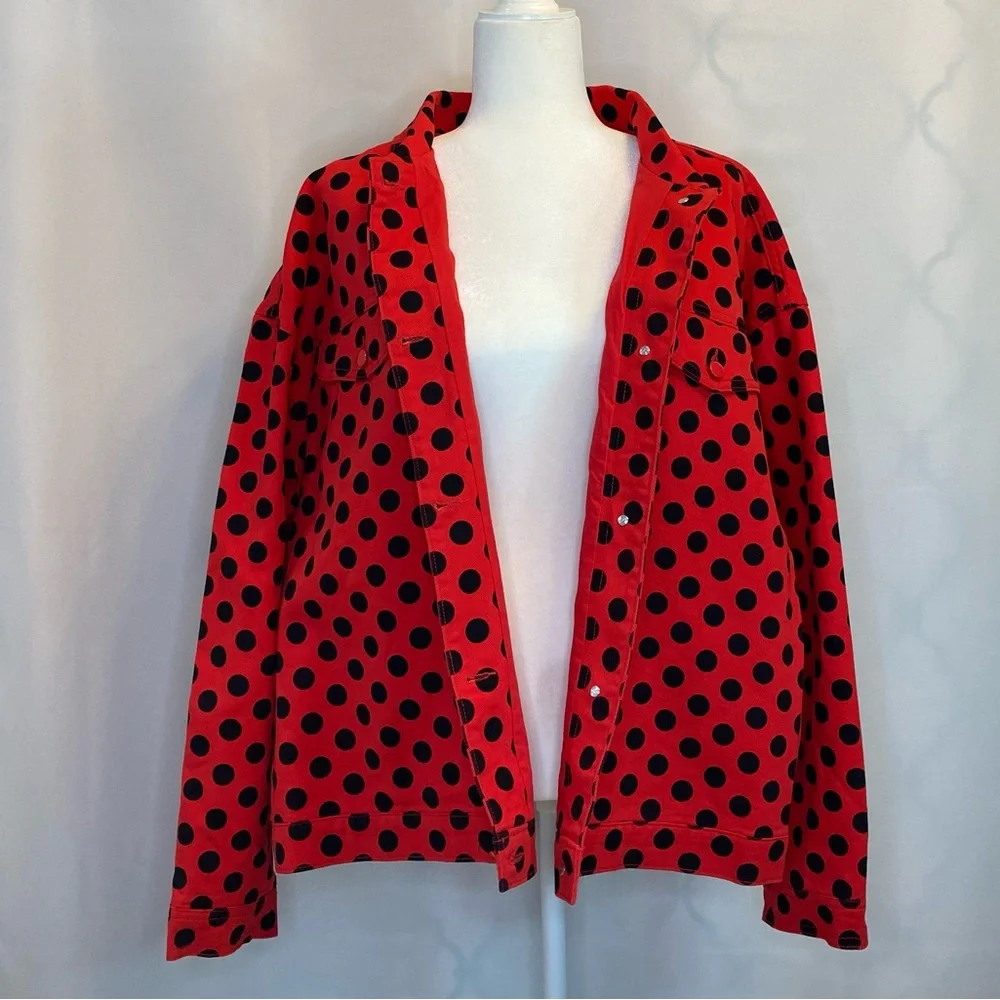 NWT Disney Parks Minnie Mouse Red and Black Jean Style Jacket Women’s - Picture 3 of 14